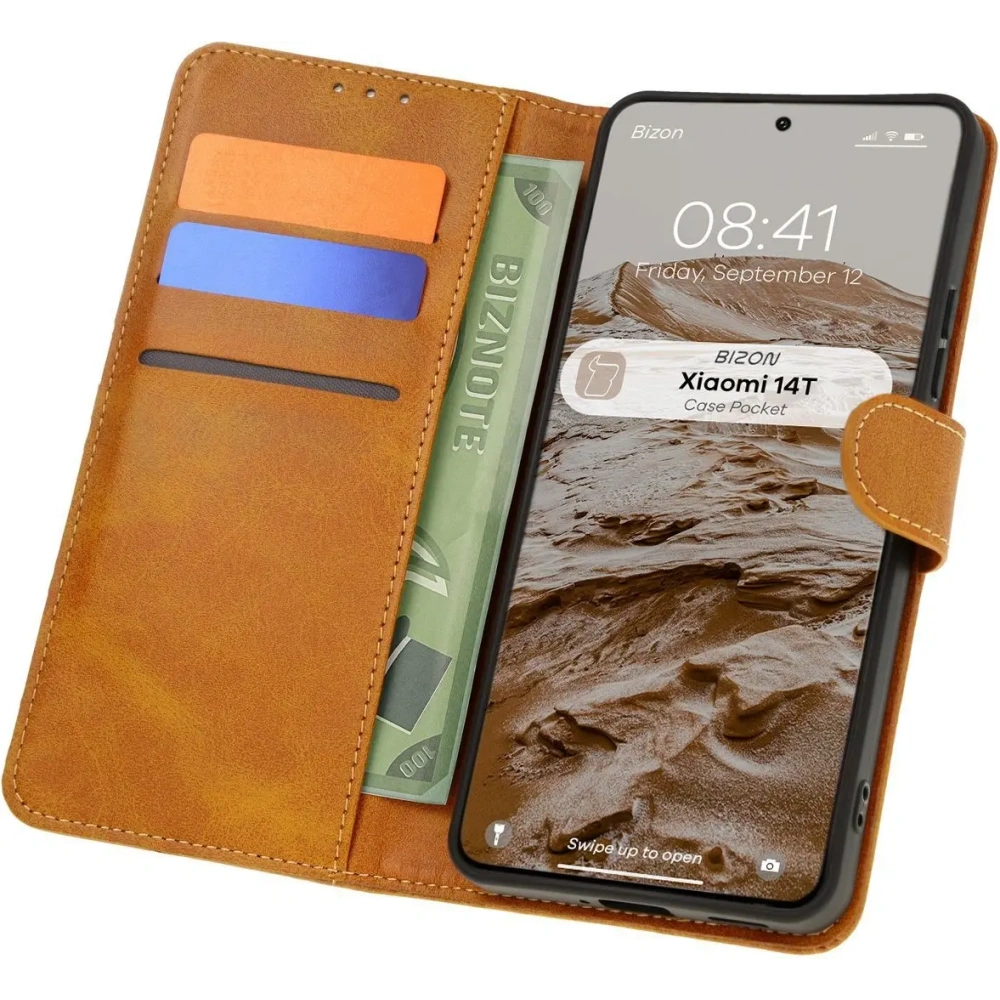 Hurtownia GSM - Etui s klopou Bizon Case Pocket pro Xiaomi 14T hnědé - BIZ6991 - {ean13} - Hurt