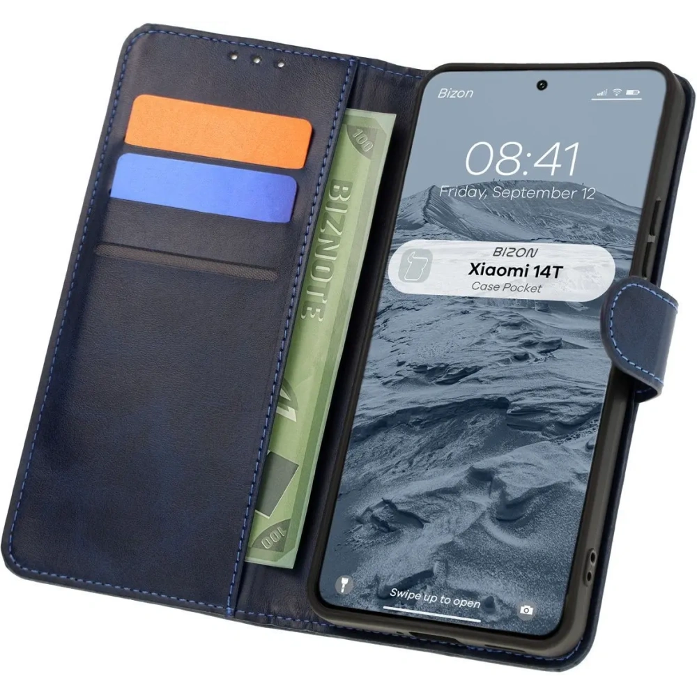 Hurtownia GSM - Etui s klopou Bizon Case Pocket do Xiaomi 14T modré - BIZ6993 - {ean13} - Hurt