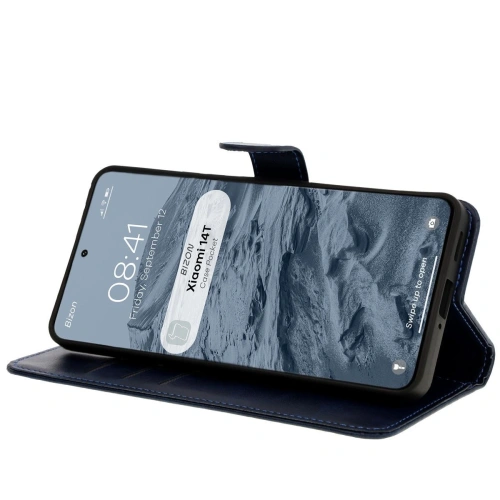 Etui z klapką Bizon Case Pocket do Xiaomi 14T granatowe