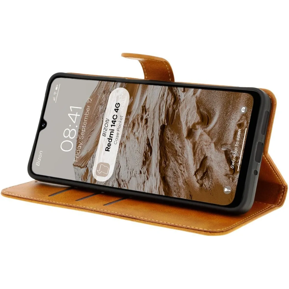 Hurtownia GSM - Bizon tok zseb Xiaomi Redmi 14C 4G barna - BIZ6994 - {ean13} - Hurt