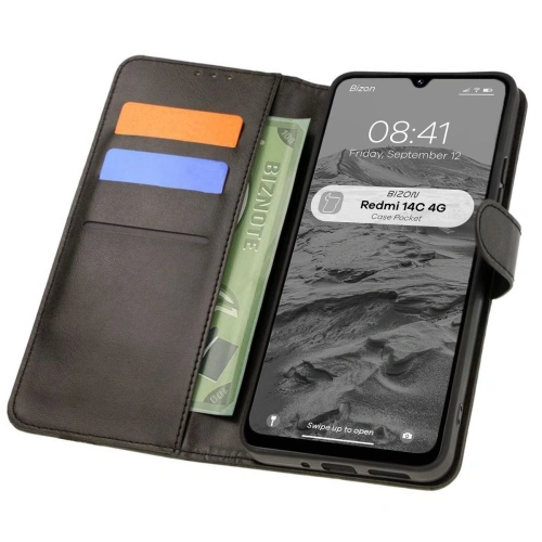 Etui z klapką Bizon Case Pocket do Xiaomi Redmi 14C 4G czarne