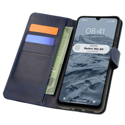 Etui z klapką Bizon Case Pocket do Xiaomi Redmi 14C 4G granatowe