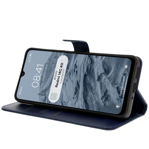 Etui z klapką Bizon Case Pocket do Xiaomi Redmi 14C 4G granatowe