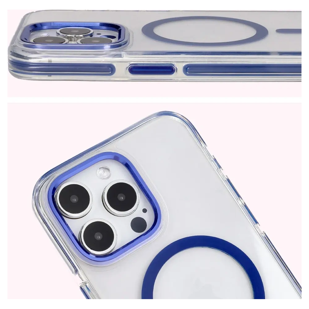 Wholesale Bizon Case Marco Apple iPhone 15 Pro Max clear with blue frame - BIZ6998 - {ean13} - Hurt
