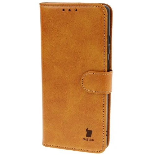 Etui z klapką Bizon Case Pocket do Motorola Edge 50 Fusion brązowe
