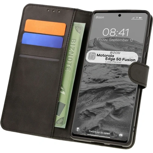 Etui z klapką Bizon Case Pocket do Motorola Edge 50 Fusion czarne
