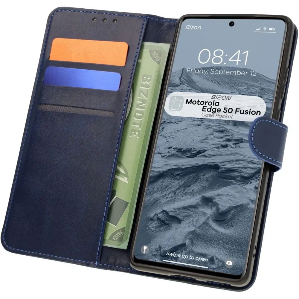 Wholesale Bizon Case Pocket Motorola Edge 50 Fusion navy blue - BIZ7005 - {ean13} - Hurt