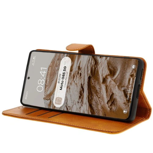 Etui z klapką Bizon Case Pocket do Motorola Moto G85 5G brązowe