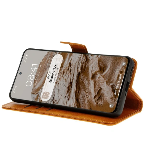 Etui z klapką Bizon Case Pocket do Realme 12+ brązowe