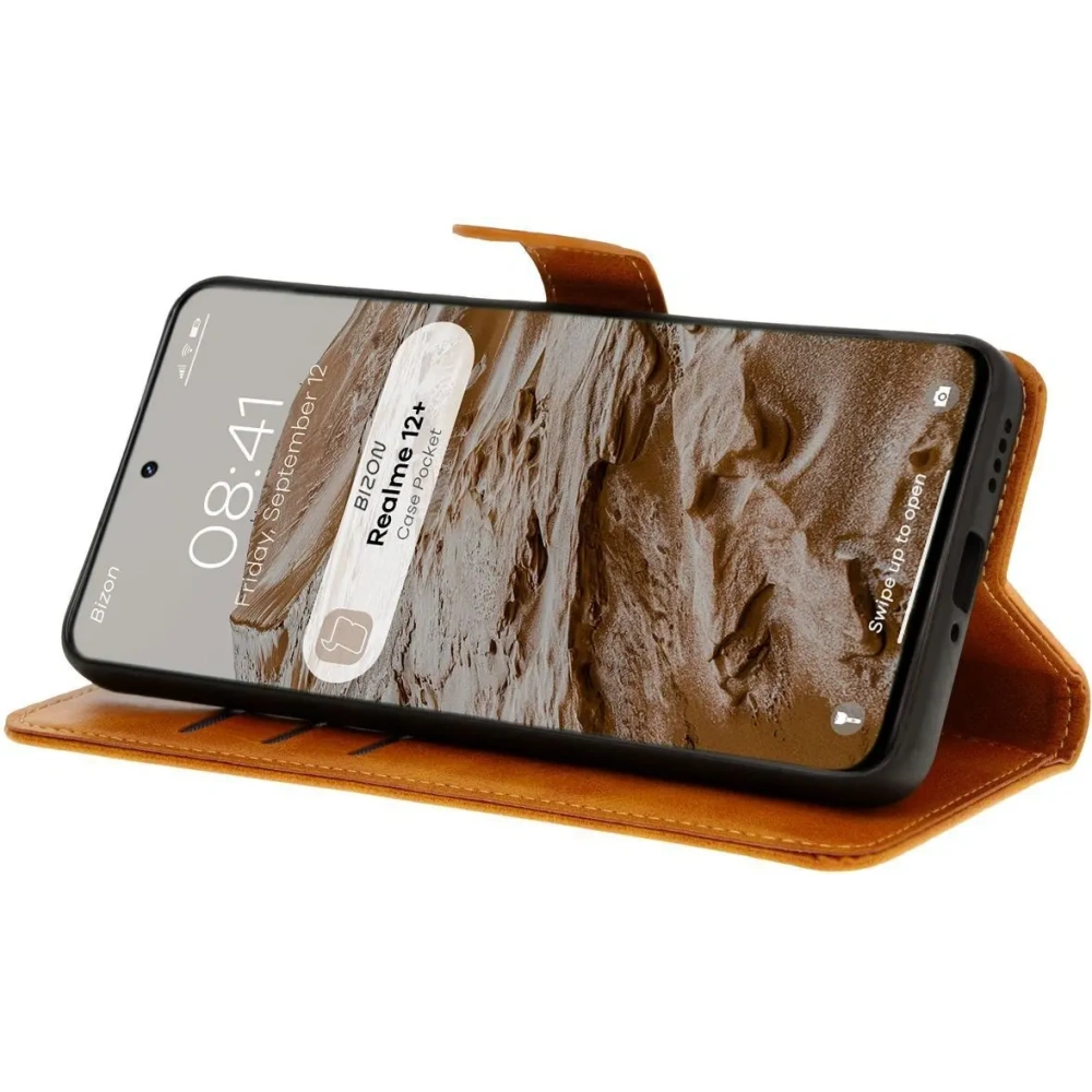 Hurtownia GSM - Bizon tok zseb Realme 12+ barna - BIZ7009 - {ean13} - Hurt
