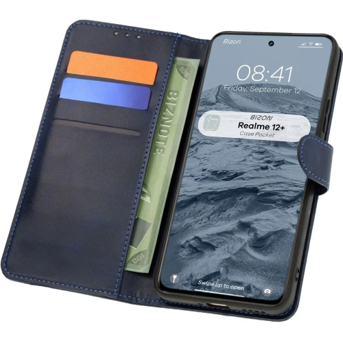 Etui z klapką Bizon Case Pocket do Realme 12+ granatowe