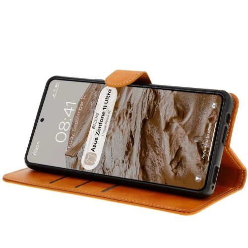 Etui z klapką Bizon Case Pocket do Asus Zenfone 11 Ultra brązowe