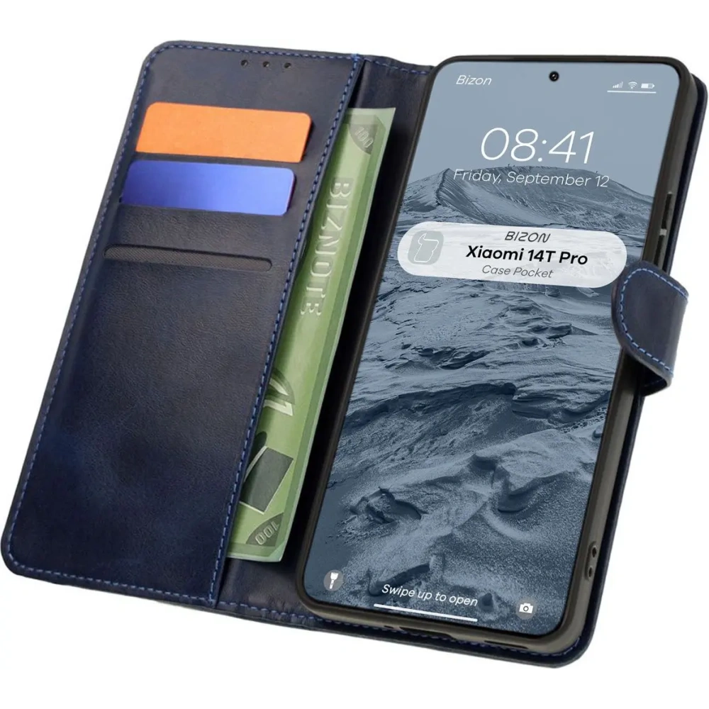 Hurtownia GSM - Etui z klapką Bizon Case Pocket do Xiaomi 14T Pro tmavě modré - BIZ7021 - {ean13} - Hurt