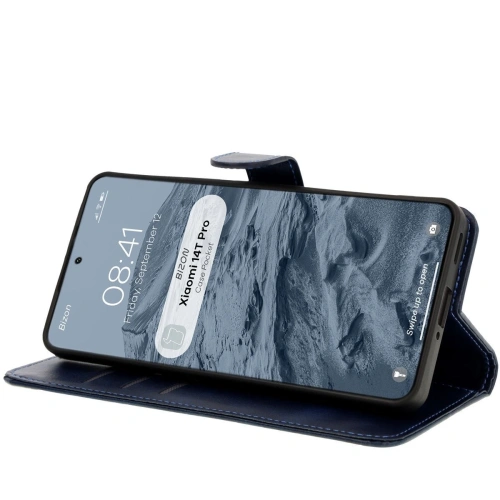 Etui z klapką Bizon Case Pocket do Xiaomi 14T Pro granatowe