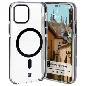Hurtownia GSM - Etui s magnetickým kroužkem Bizon Case Marco pro Apple iPhone 12 Pro / 12 průhledné s černým rámečkem - BIZ7022 - {ean13} - Hurt
