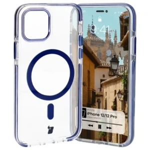 Hurtownia GSM - Etui s magnetickým prstenem Bizon Case Marco pro Apple iPhone 12 Pro / 12 průhledné s modrým rámečkem - BIZ7023 - {ean13} - Hurt