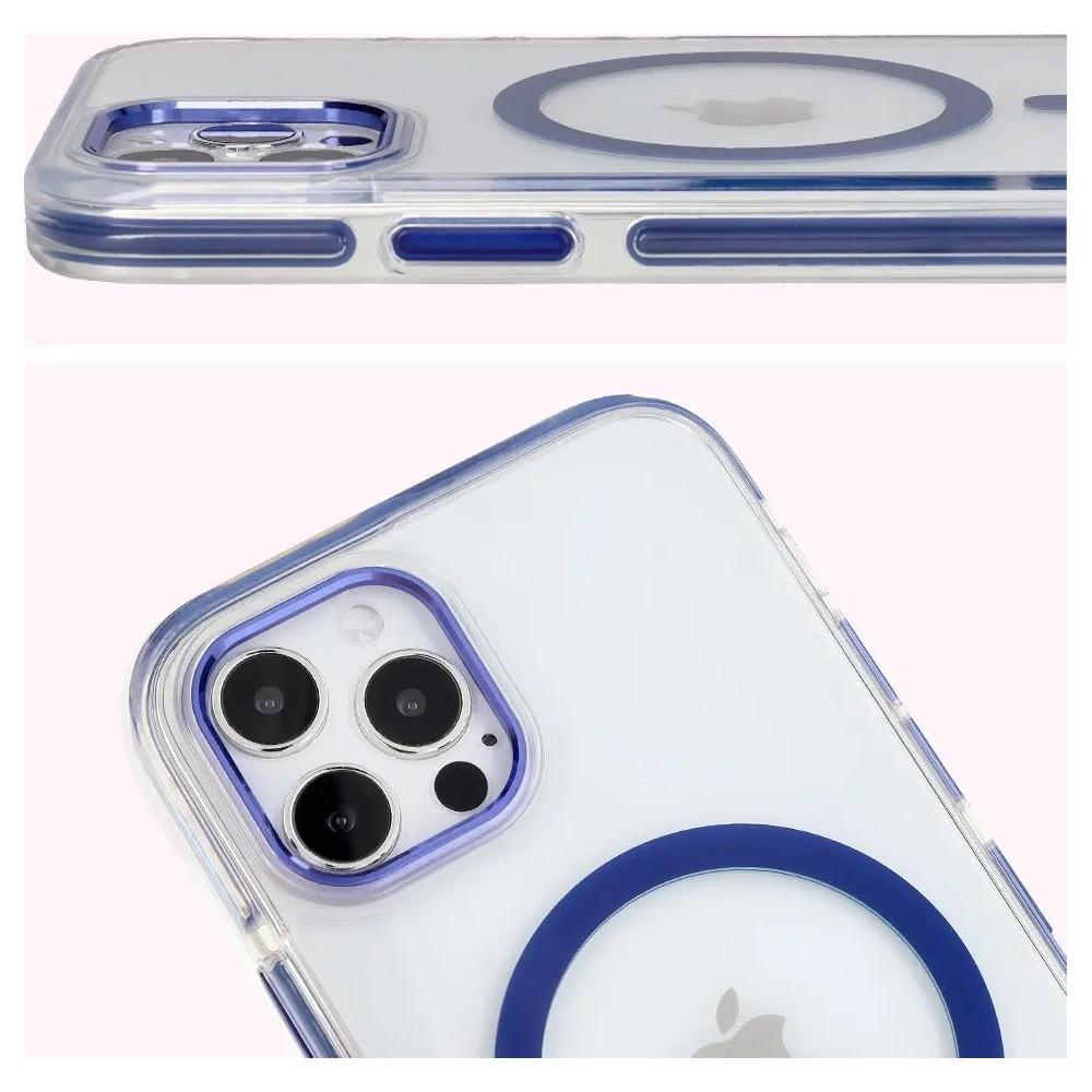 Hurtownia GSM - Etui z pierścieniem magnetycznym Bizon Case Marco do Apple iPhone 12 Pro / 12 przezroczyste z niebieską ramką - BIZ7023 - {ean13} - Hurt