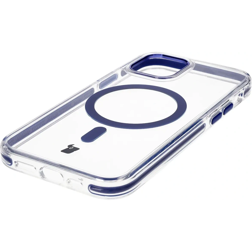 Hurtownia GSM - Etui z pierścieniem magnetycznym Bizon Case Marco do Apple iPhone 12 Pro / 12 przezroczyste z niebieską ramką - BIZ7023 - {ean13} - Hurt