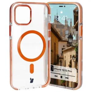 Hurtownia GSM - Etui s magnetickým kroužkem Bizon Case Marco pro Apple iPhone 12 Pro / 12 průhledné s oranžovým rámem - BIZ7024 - {ean13} - Hurt