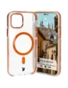 Etui z pierścieniem magnetycznym Bizon Case Marco do Apple iPhone 12 Pro / 12 przezroczyste z pomarańczową ramką