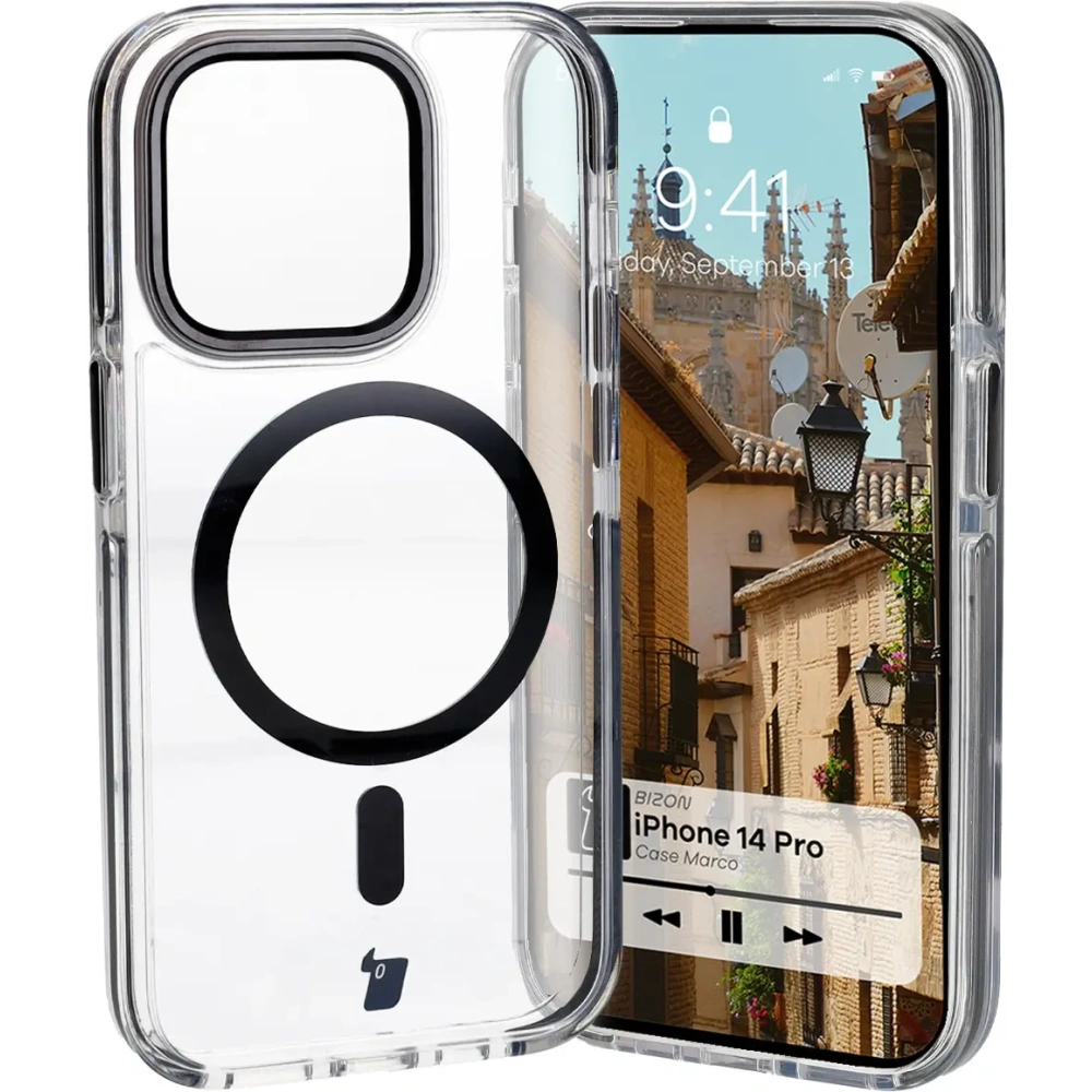 Hurtownia GSM - Bizon Case Marco Apple iPhone 14 Pro transparent cu ramă neagră - BIZ7025 - {ean13} - Hurt