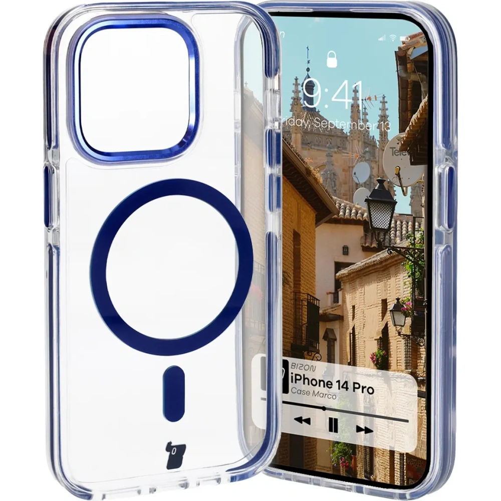 Hurtownia GSM - Bizon Case Marco Apple iPhone 14 Pro transparent cu cadru albastru - BIZ7026 - {ean13} - Hurt