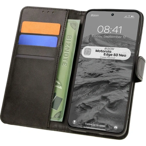 Etui z klapką Bizon Case Pocket do Motorola Edge 50 Neo czarne