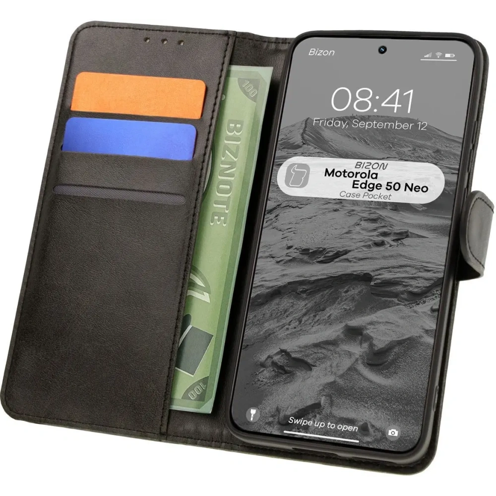 Hurtownia GSM - Husa Bizon Pocket pentru Motorola Edge 50 Neo neagră - BIZ7029 - {ean13} - Hurt