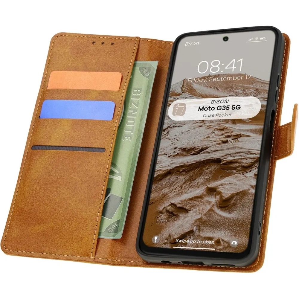 Hurtownia GSM - Etui s klopou Bizon Case Pocket pro Motorola Moto G35 5G hnědé - BIZ7034 - {ean13} - Hurt