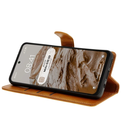 Etui z klapką Bizon Case Pocket do Motorola Moto G35 5G brązowe