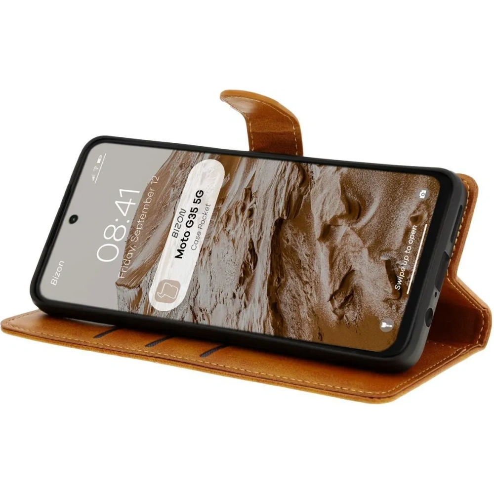 Hurtownia GSM - Etui z klapką Bizon Case Pocket do Motorola Moto G35 5G brązowe - BIZ7034 - {ean13} - Hurt
