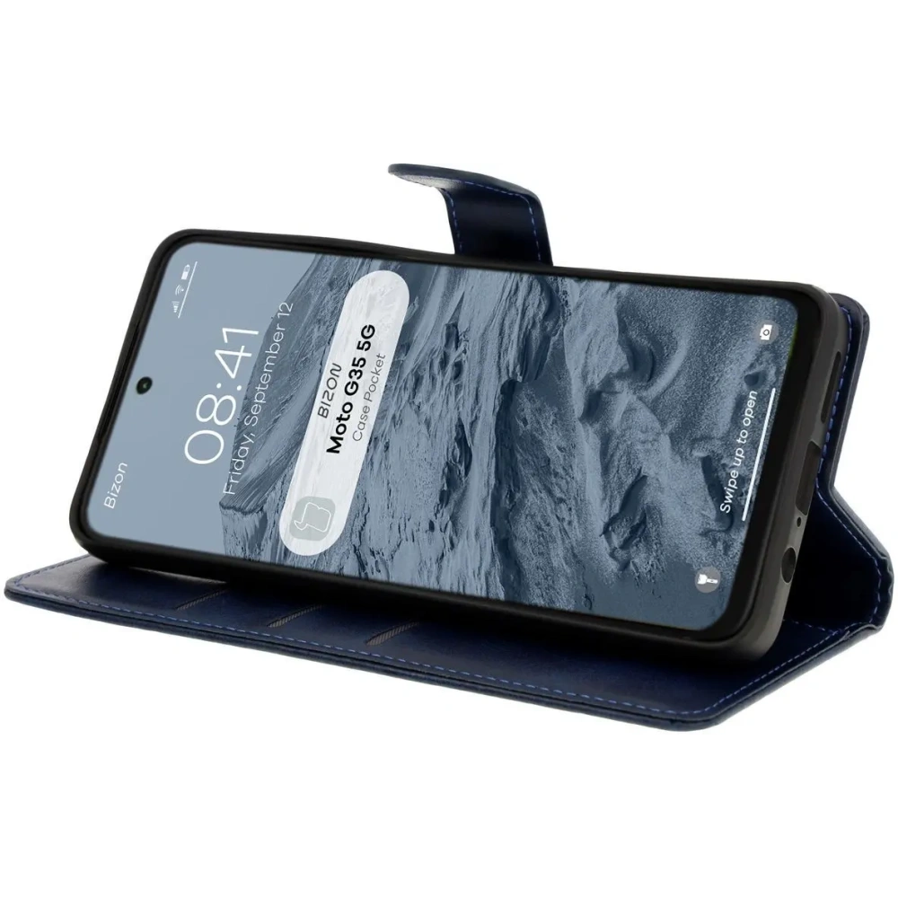 Hurtownia GSM - Etui z klapką Bizon Case Pocket do Motorola Moto G35 5G granatowe - BIZ7036 - {ean13} - Hurt