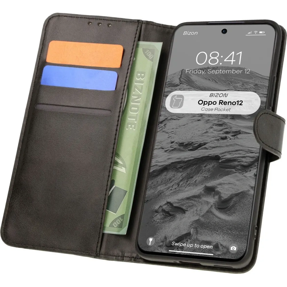 Hurtownia GSM - Etui z klapką Bizon Case Pocket do Oppo Reno 12 czarne - BIZ7038 - {ean13} - Hurt