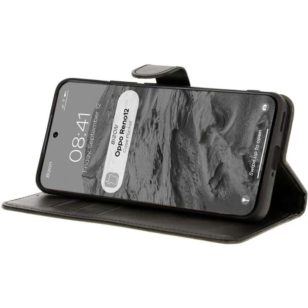Hurtownia GSM - Etui z klapką Bizon Case Pocket do Oppo Reno 12 czarne - BIZ7038 - {ean13} - Hurt