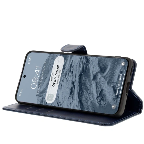Etui z klapką Bizon Case Pocket do Oppo Reno 12 granatowe