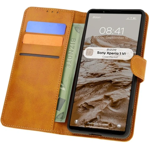 Etui z klapką Bizon Case Pocket do Sony Xperia 1 VI brązowe