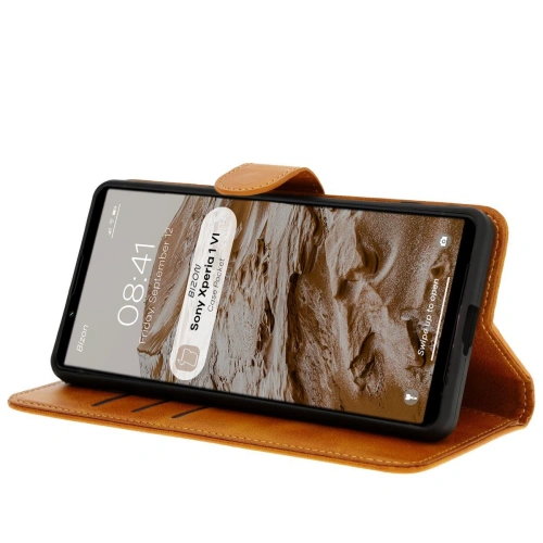 Etui z klapką Bizon Case Pocket do Sony Xperia 1 VI brązowe