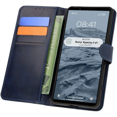 Etui z klapką Bizon Case Pocket do Sony Xperia 1 VI granatowe