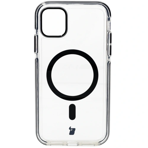 Etui z pierścieniem magnetycznym Bizon Case Marco do Apple iPhone 11 przezroczyste z czarną ramką