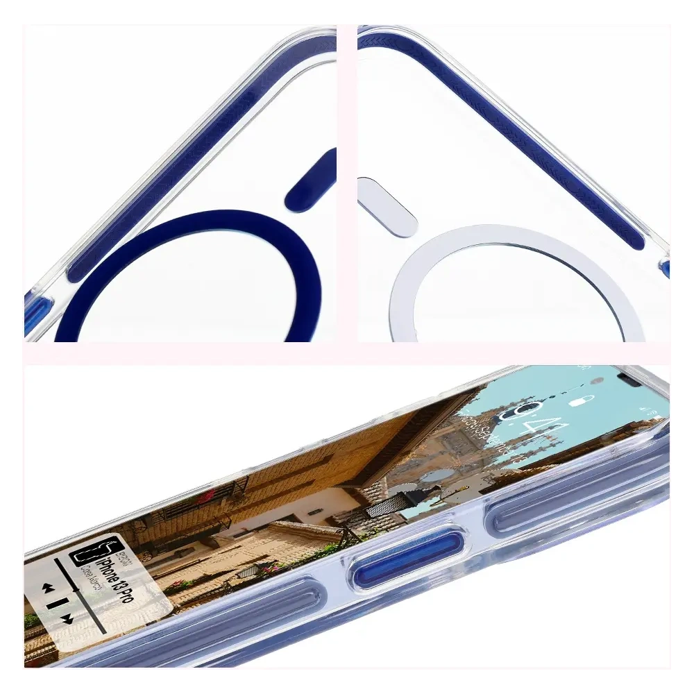 Hurtownia GSM - Bizon Case Marco Apple iPhone 13 Pro transparent cu ramă albastră - BIZ7044 - {ean13} - Hurt