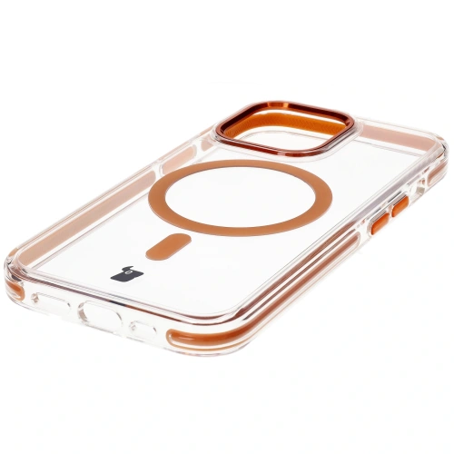 Etui z pierścieniem magnetycznym Bizon Case Marco do Apple iPhone 13 Pro przezroczyste z pomarańczową ramką