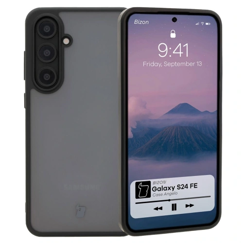 Etui Bizon Case Angelo do Samsung Galaxy S24 FE przydymione z czarną ramką
