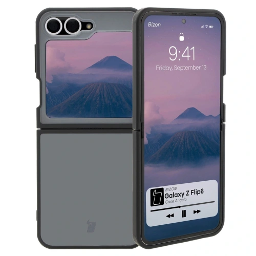 Etui Bizon Case Angelo do Samsung Galaxy Z Flip6 / 7 FE przydymione z czarną ramką