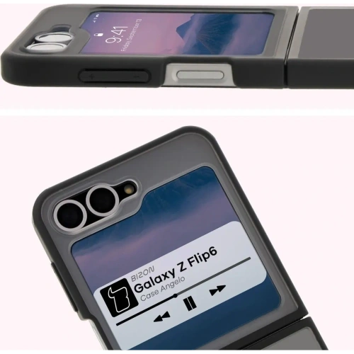 Etui Bizon Case Angelo do Samsung Galaxy Z Flip6 / 7 FE przydymione z czarną ramką