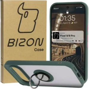 Hurtownia GSM - Bizon Case Hybrid Ring Google Pixel 9 / 9 Pro fumuriu cu un cadru verde închis - BIZ7053 - {ean13} - Hurt