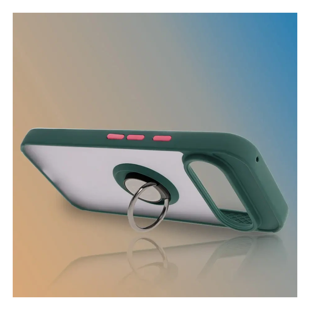 Bizon Case Hybrid Ring Google Pixel 9 / 9 Pro fumuriu cu un cadru verde închis