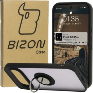 Hurtownia GSM - Bizon Case Hybrid Ring Google Pixel 9 / 9 Pro fumuriu cu un cadru negru - BIZ7054 - {ean13} - Hurt