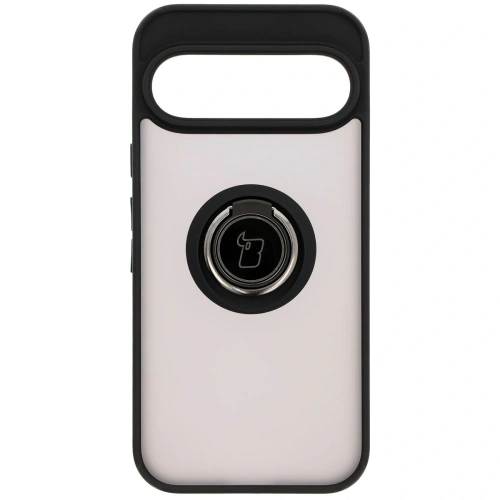 Etui z uchwytem na palec Bizon Case Hybrid Ring do Google Pixel 9 / 9 Pro przydymione z czarną ramką