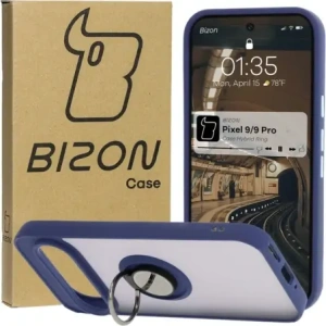 Hurtownia GSM - Bizon Case Hybrid Ring Google Pixel 9 / 9 Pro füstös színben, tengerészkék kerettel - BIZ7056 - {ean13} - Hurt