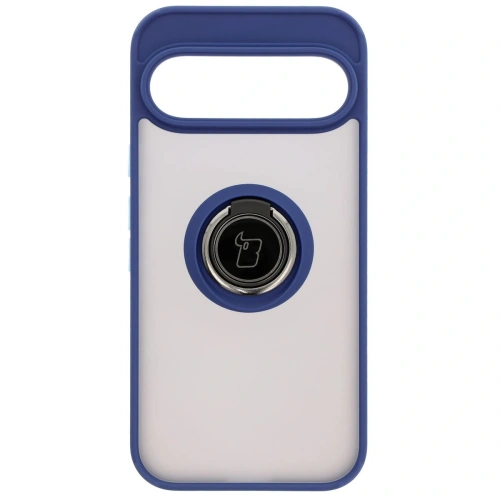 Etui z uchwytem na palec Bizon Case Hybrid Ring do Google Pixel 9 / 9 Pro przydymione z granatową ramką